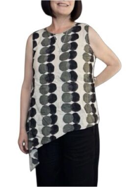 FOIL Sleeveless Linen Asymmetrical Hem Tank Top Lagenlook